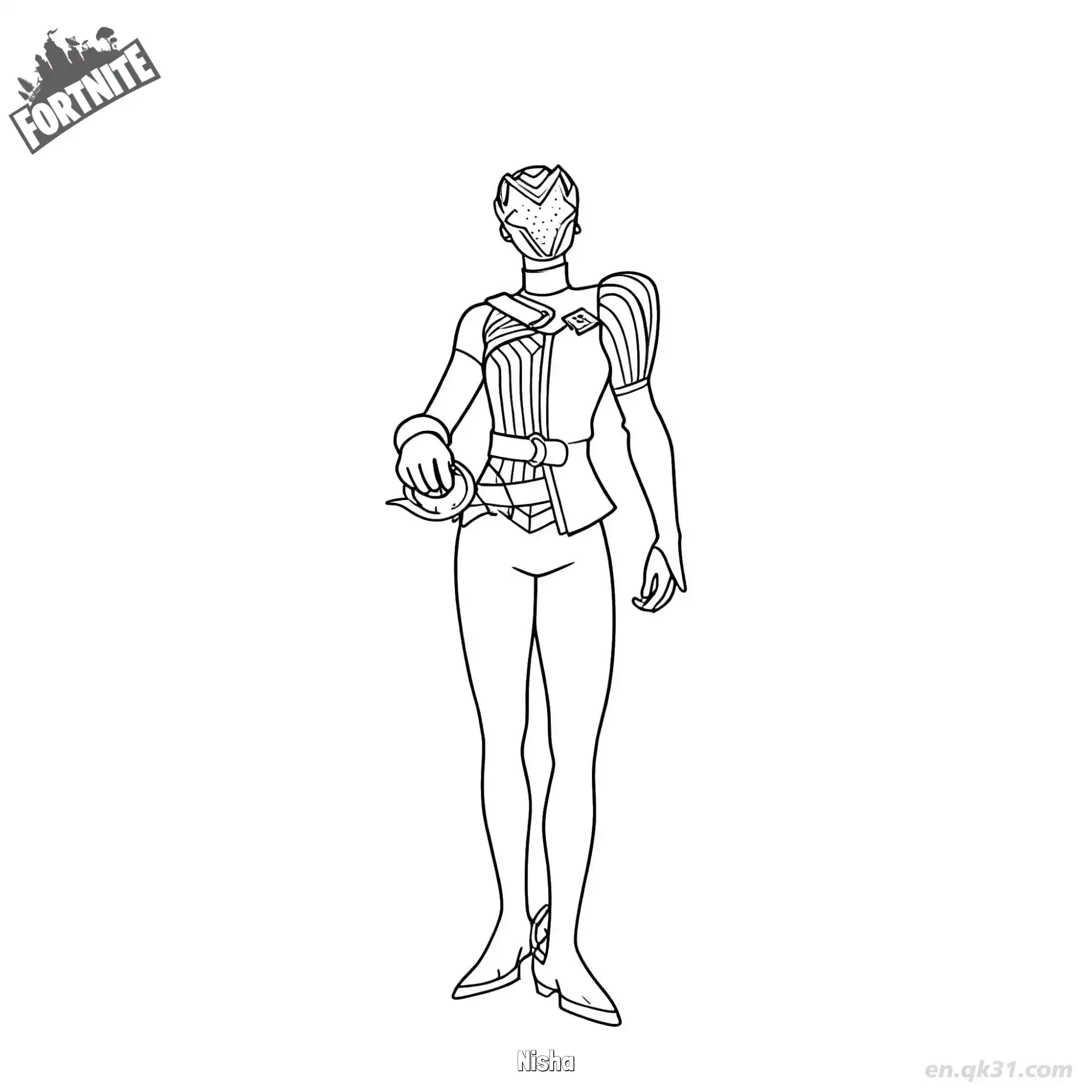 免费 妮莎 02简笔画 素描 涂鸦 - 免费可打印堡垒之夜 下载PDF 简笔画涂色页